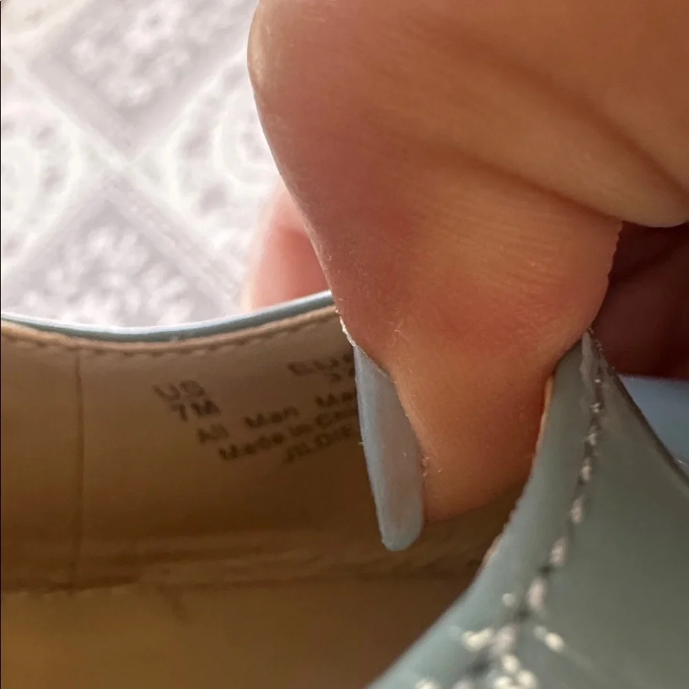 SAM EDELMAN Jildie Slingback Mary Jane Pump Blue Patent Square Toe Block Heel 7 - Picture 9 of 9